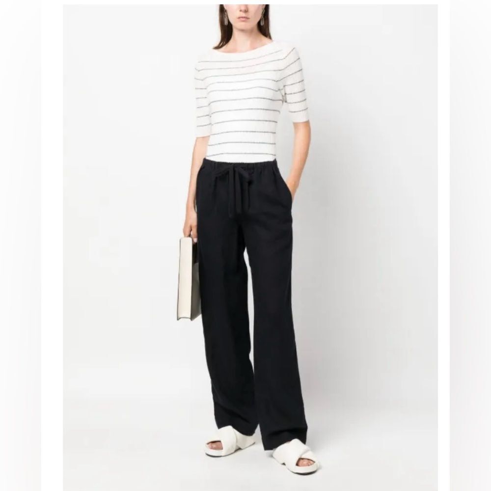 Vince boat-neck striped knitted cashmere blend top NWT